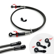 Cargar imagen en el visor de la galería, VRWEARE AN3 28 90 Degree M10 Stainless Steel Braided Motorcycle Brake Hose Line Oil Pipe with 360 Degree Rotatable Banjo Fit for ATV Motocross Pit Dirt Street Racing bike(90cm/35.4&quot;)
